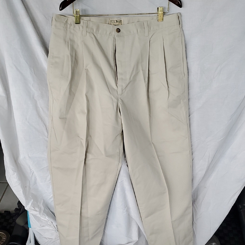 L.L. Bean Tan Chinos with Classic Pleats